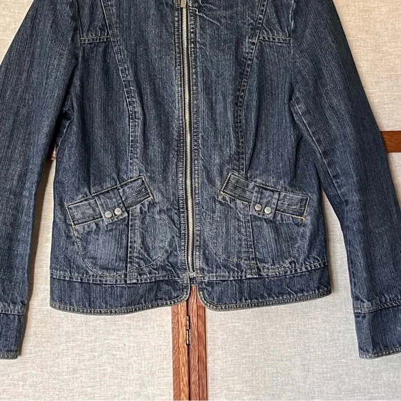 i. e. relaxed Zip Front Tailored Jean Jacket Blazer - Size Medium - Picture 5 of 9